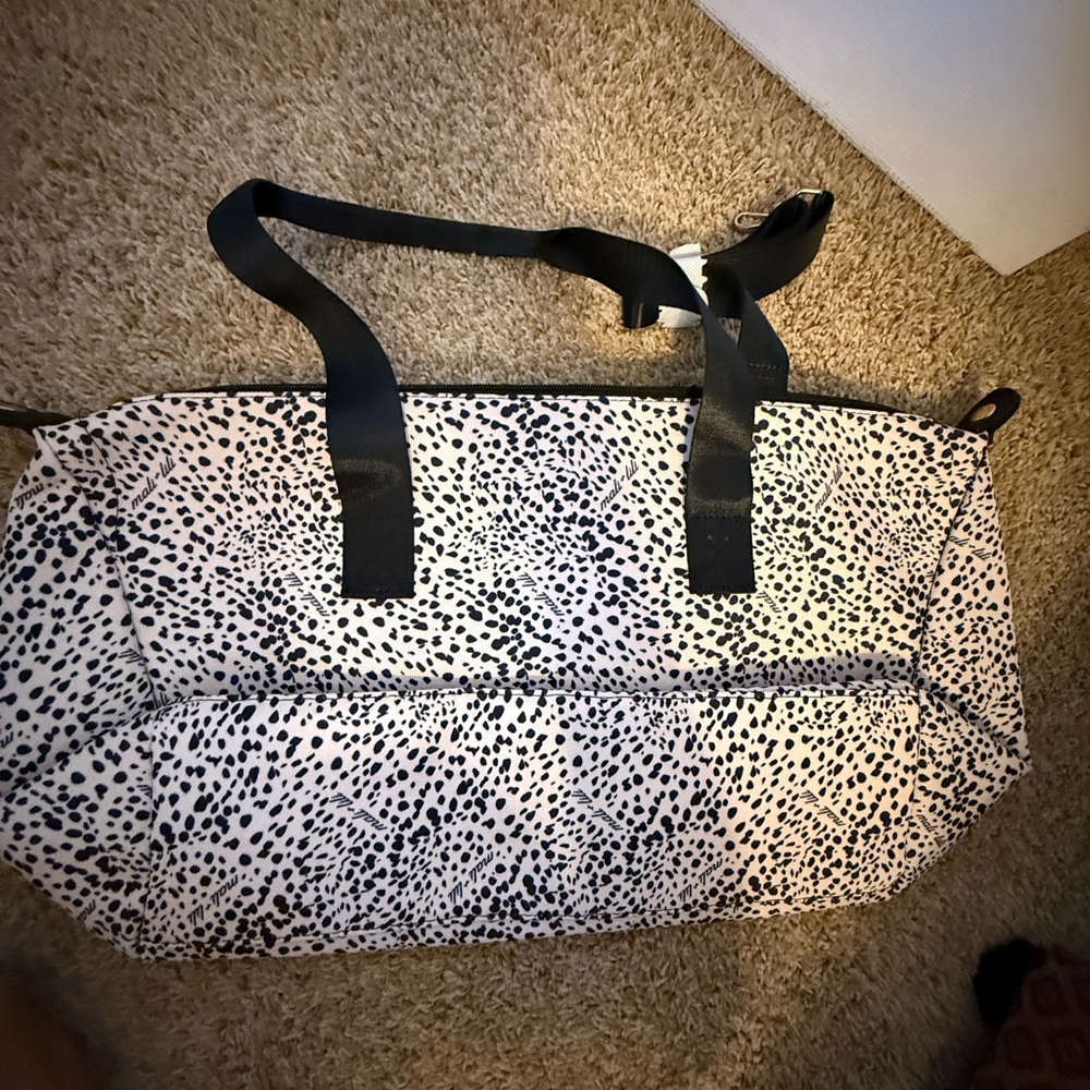 Black & White Speckle Tote Bag with Black Straps